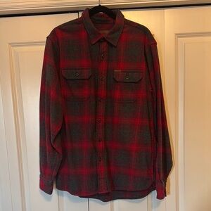 Orvis Red and Black Plaid Button Down Shirt